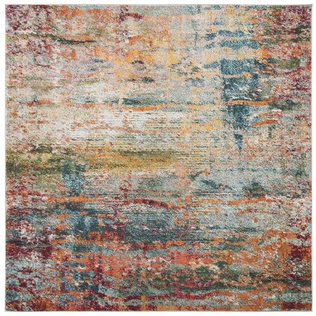 Safavieh 9 x 9 ft. Monaco Power Loomed Square Area Rug Teal & Orange MNC262M-9SQ